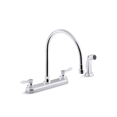 Kohler 8 in Mount, 3 Hole Kitchen Faucet 810T71-4AHA-CP